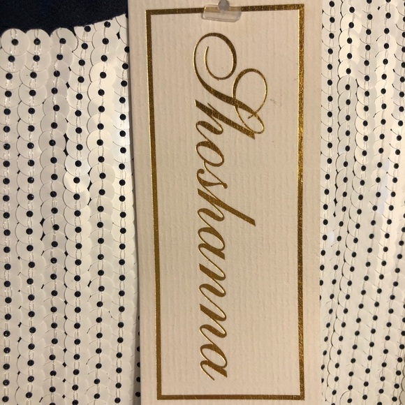 Shoshanna Striped Sequin Mini Dress Sleeveless Blue White Shift Designer Size 2 - Picture 5 of 11